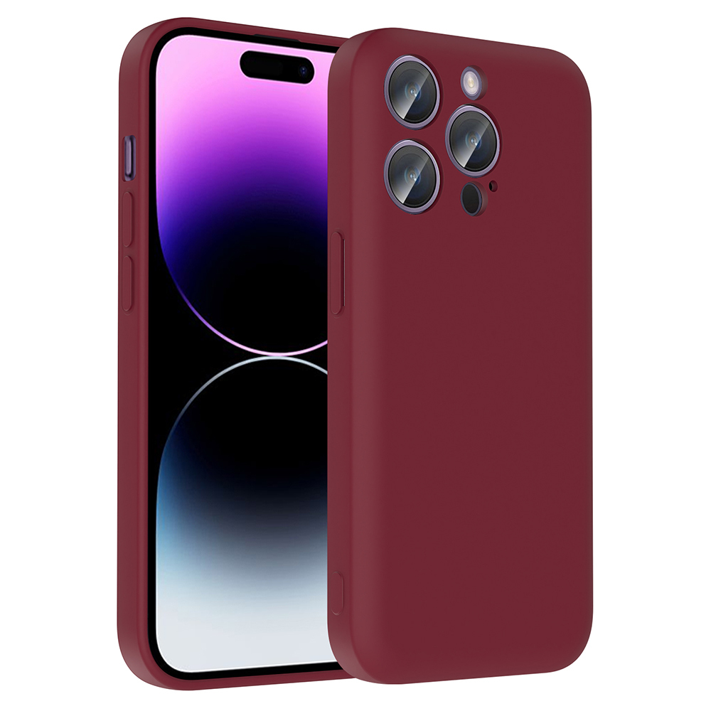 iPhone Uyumlu 14 Pro Kılıf Kamera Korumalı Kartlık Hazneli Zore Vitra Kapak-Mürdüm