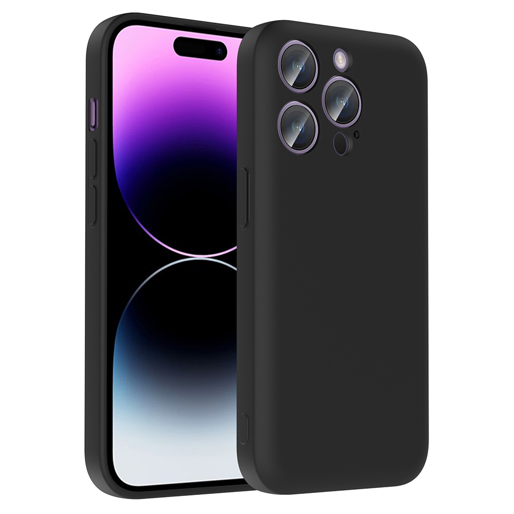iPhone Uyumlu 14 Pro Max Kılıf Kamera Korumalı Kartlık Hazneli Zore Vitra Kapak-Siyah