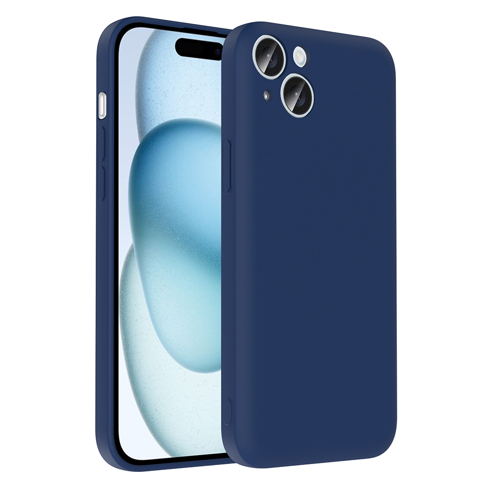 iPhone Uyumlu 15 Kılıf Kamera Korumalı Kartlık Hazneli Zore Vitra Kapak-Lacivert