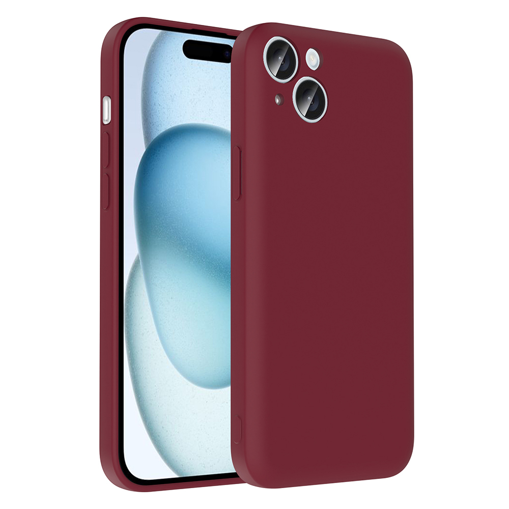 iPhone Uyumlu 15 Kılıf Kamera Korumalı Kartlık Hazneli Zore Vitra Kapak-Mürdüm