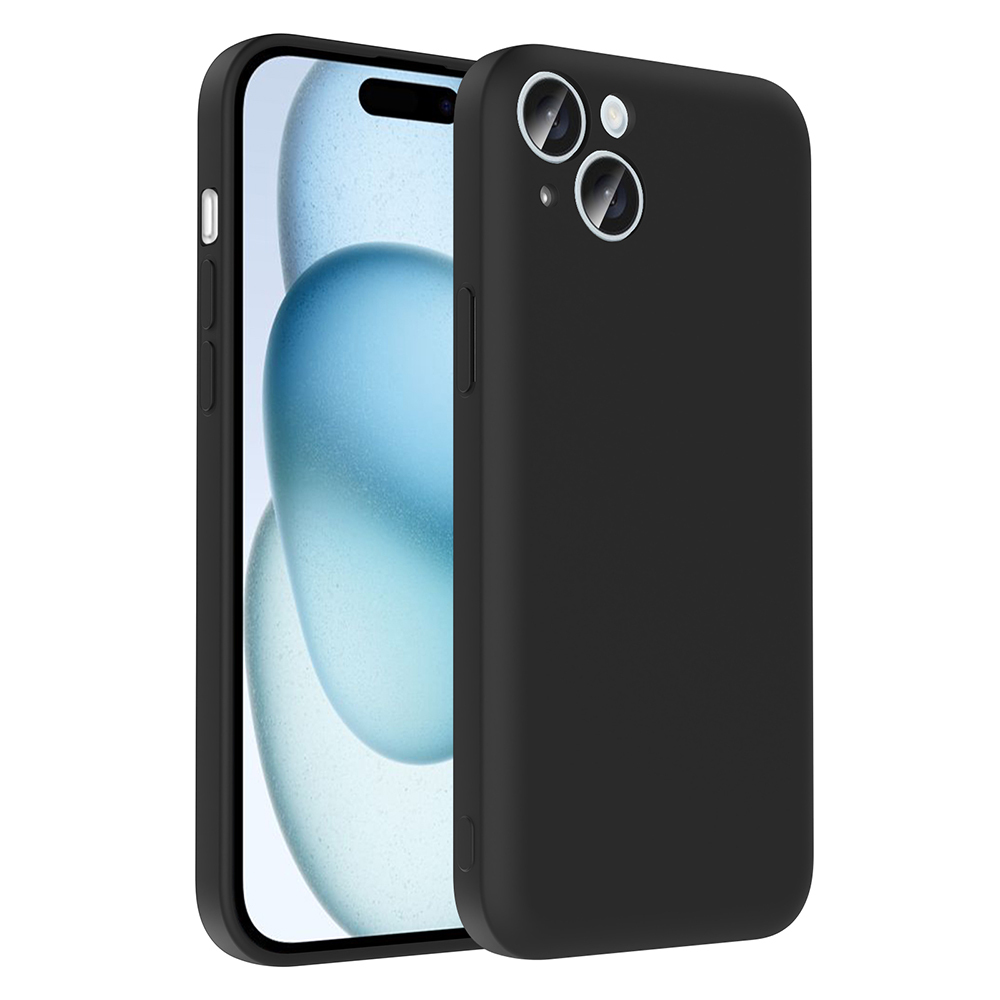 iPhone Uyumlu 15 Kılıf Kamera Korumalı Kartlık Hazneli Zore Vitra Kapak-Siyah