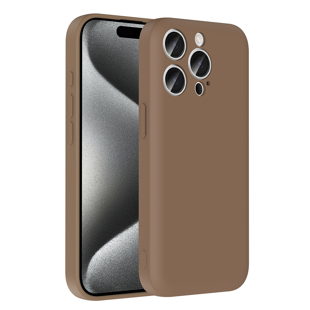 iPhone Uyumlu 15 Pro Kılıf Kamera Korumalı Kartlık Hazneli Zore Vitra Kapak-Kahverengi