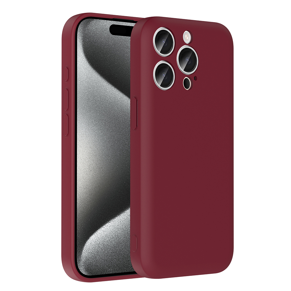 iPhone Uyumlu 15 Pro Max Kılıf Kamera Korumalı Kartlık Hazneli Zore Vitra Kapak-Mürdüm