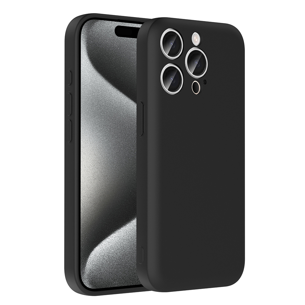 iPhone Uyumlu 15 Pro Max Kılıf Kamera Korumalı Kartlık Hazneli Zore Vitra Kapak-Siyah