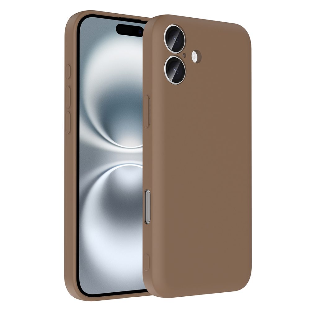 iPhone Uyumlu 16 Plus Kılıf Kamera Korumalı Kartlık Hazneli Zore Vitra Kapak-Kahverengi