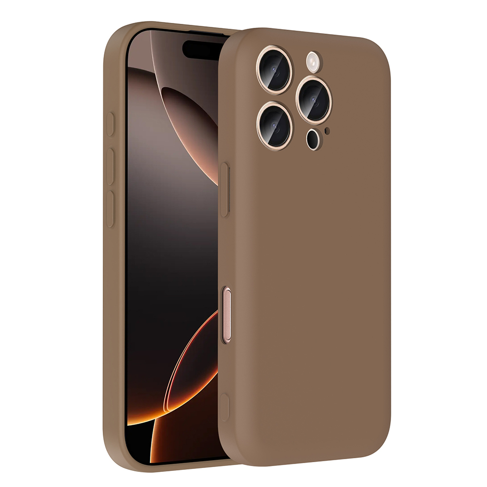 iPhone Uyumlu 16 Pro Kılıf Kamera Korumalı Kartlık Hazneli Zore Vitra Kapak-Kahverengi