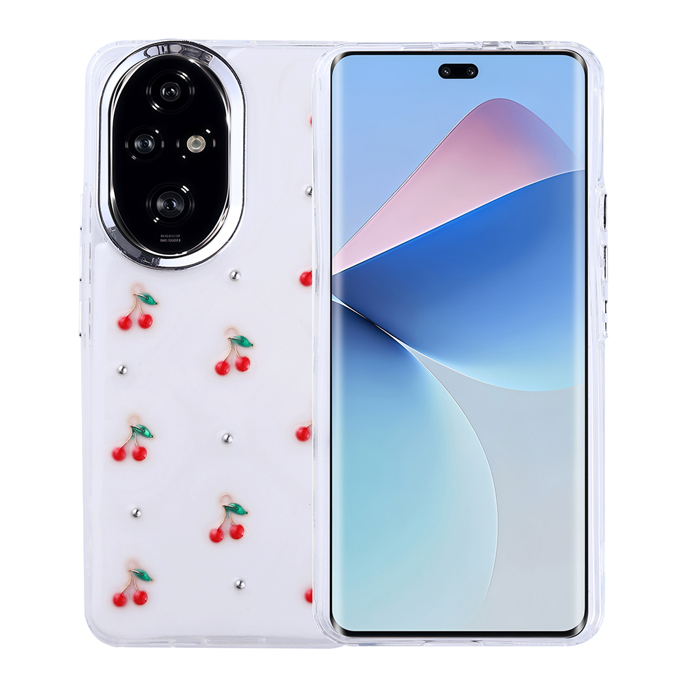 Honor 200 Kılıf Airbag Tasarımlı Simli Şeffaf Zore Kutup Kapak-Kiraz