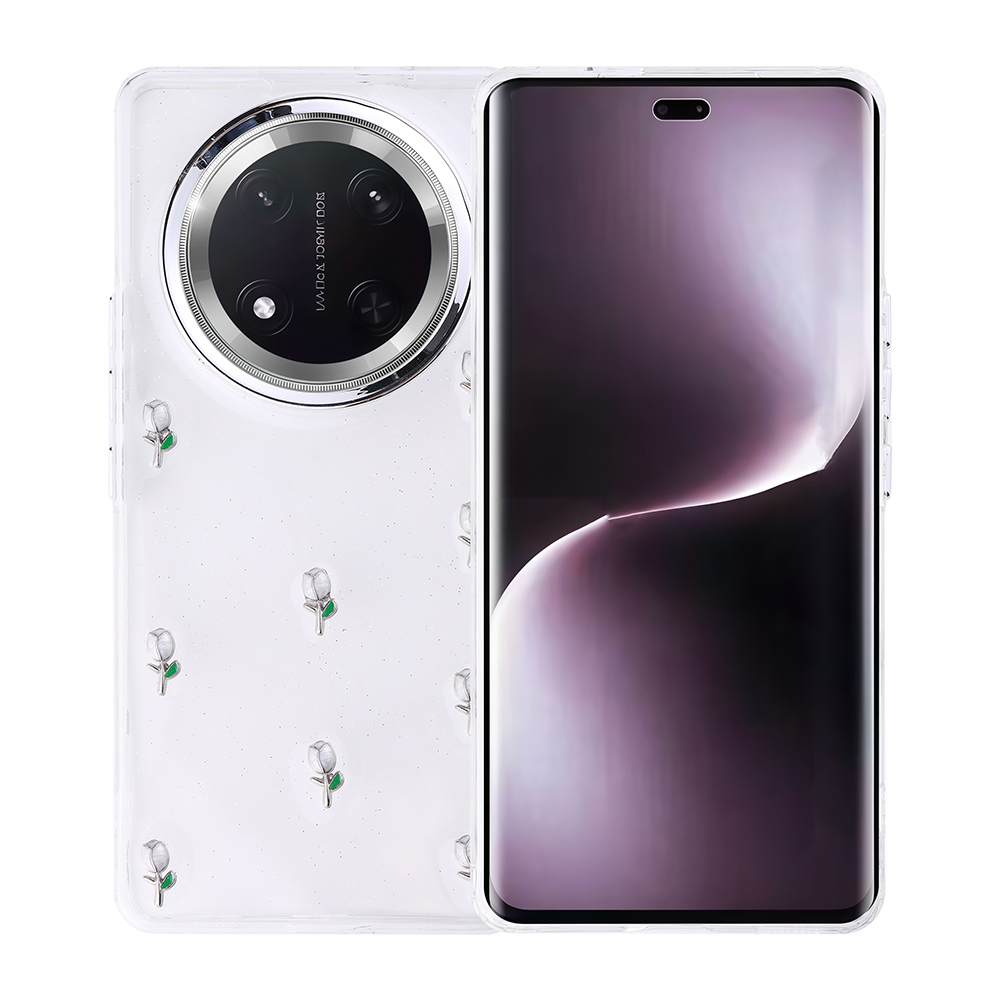 Honor Magic 7 Lite Kılıf Airbag Tasarımlı Simli Şeffaf Zore Kutup Kapak-Lale