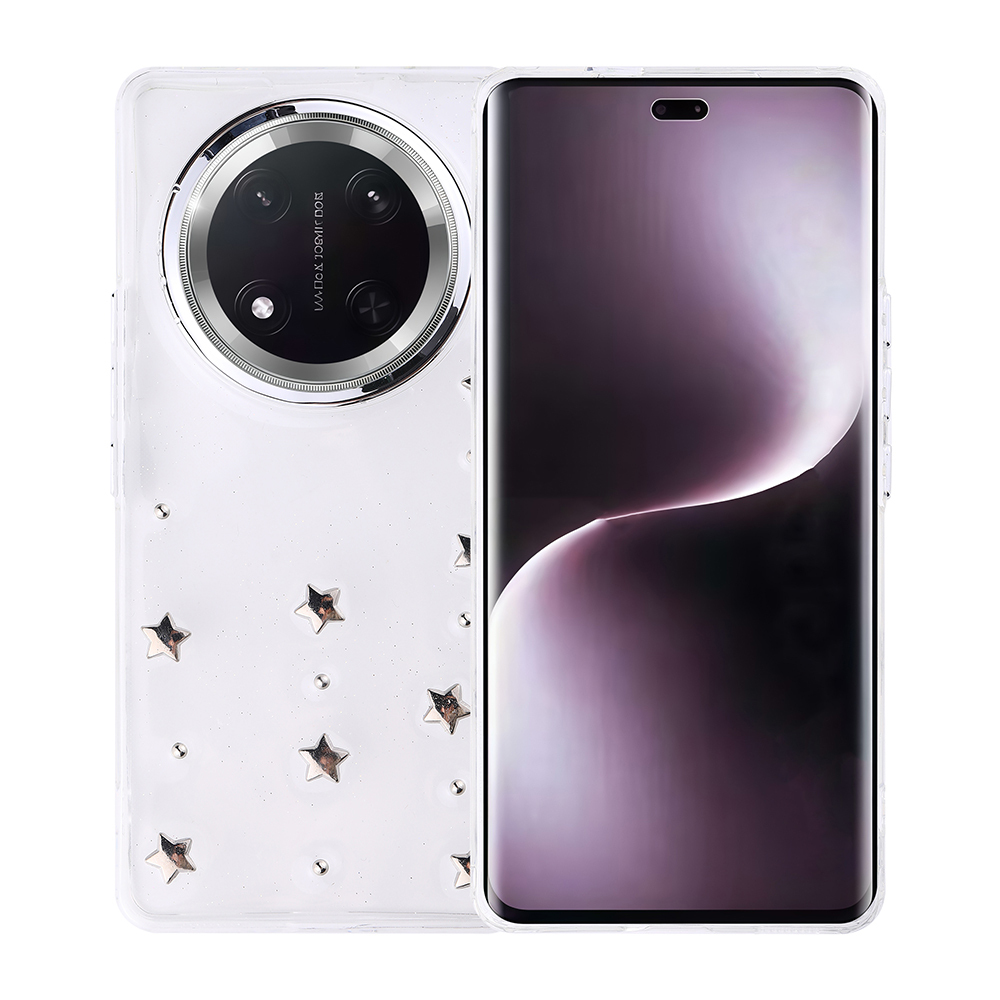 Honor Magic 7 Lite Kılıf Airbag Tasarımlı Simli Şeffaf Zore Kutup Kapak-Yıldız