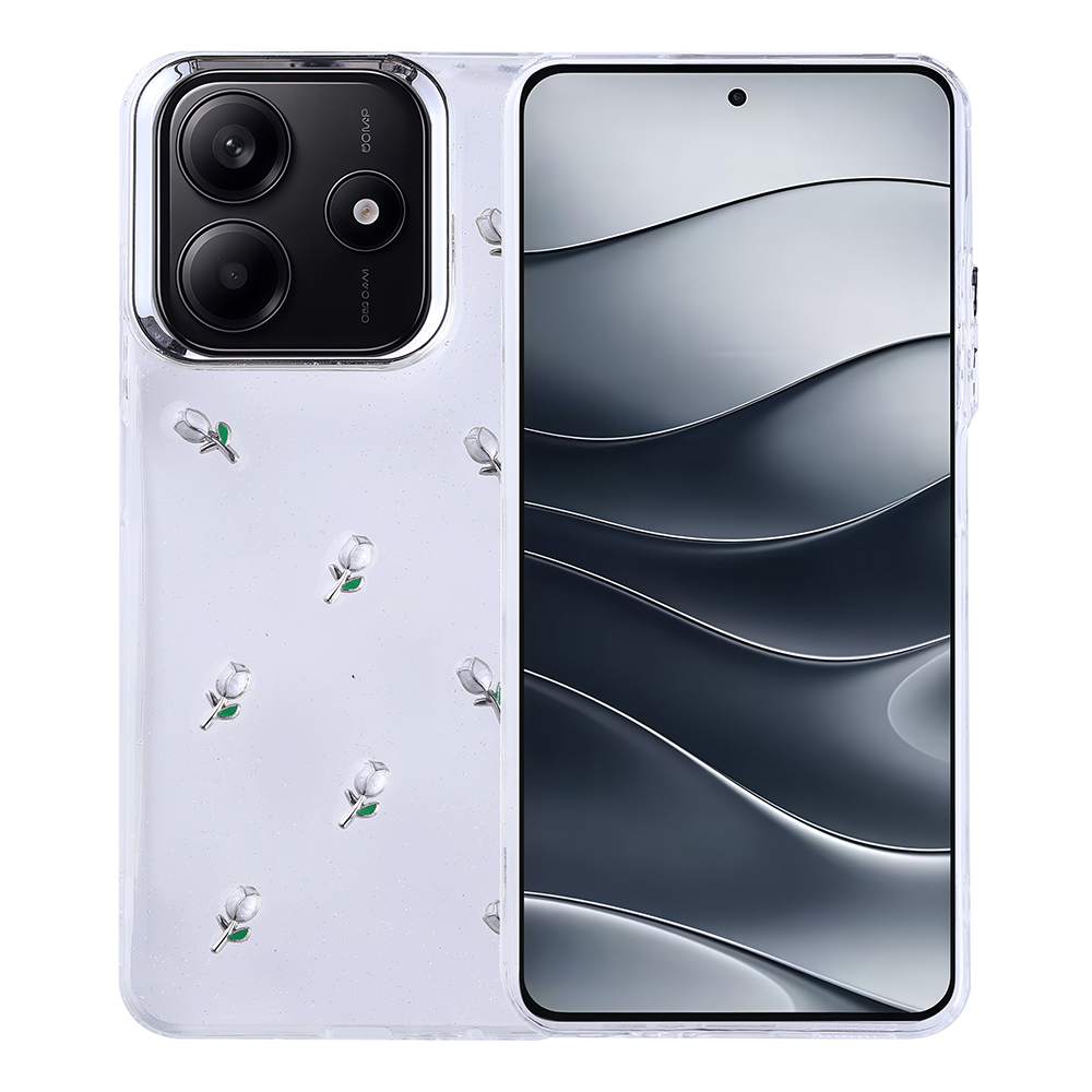 Xiaomi Uyumlu  Redmi Note 14 4G Kılıf Airbag Tasarımlı Simli Şeffaf Zore Kutup Kapak-Lale