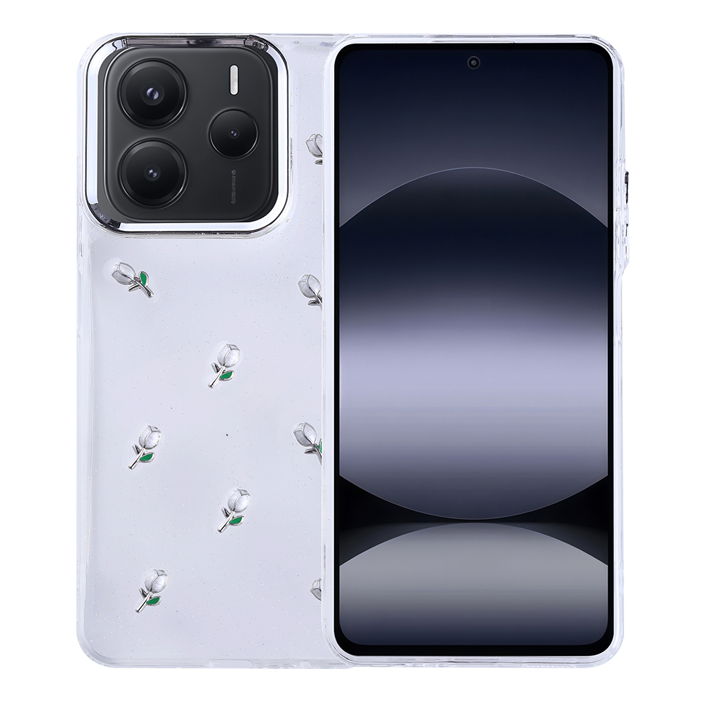 Xiaomi Uyumlu  Redmi Note 14 5G Kılıf Airbag Tasarımlı Simli Şeffaf Zore Kutup Kapak-Lale