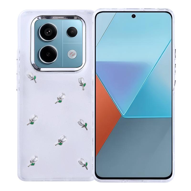 Xiaomi Uyumlu  Redmi Note 14 Pro 4G Kılıf Airbag Tasarımlı Simli Şeffaf Zore Kutup Kapak-Lale