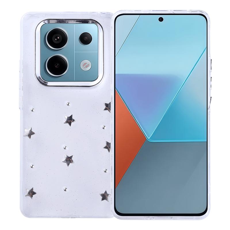 Xiaomi Uyumlu  Redmi Note 14 Pro 4G Kılıf Airbag Tasarımlı Simli Şeffaf Zore Kutup Kapak-Yıldız