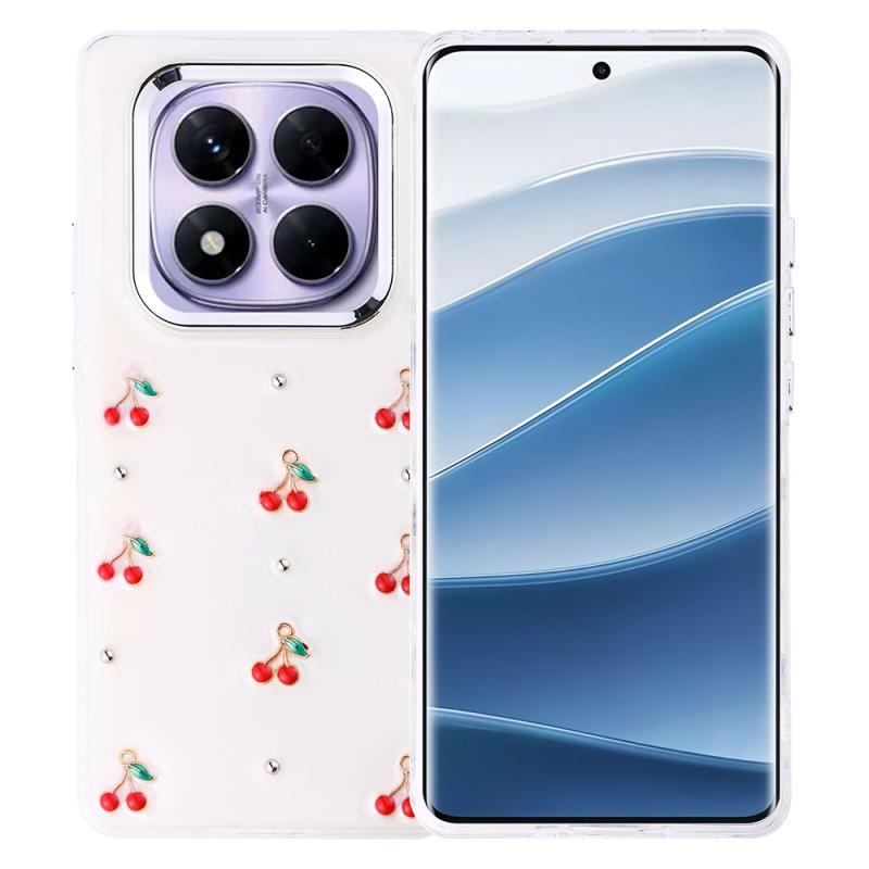 Xiaomi Uyumlu  Redmi Note 14 Pro Plus Kılıf Airbag Tasarımlı Simli Şeffaf Zore Kutup Kapak-Kiraz