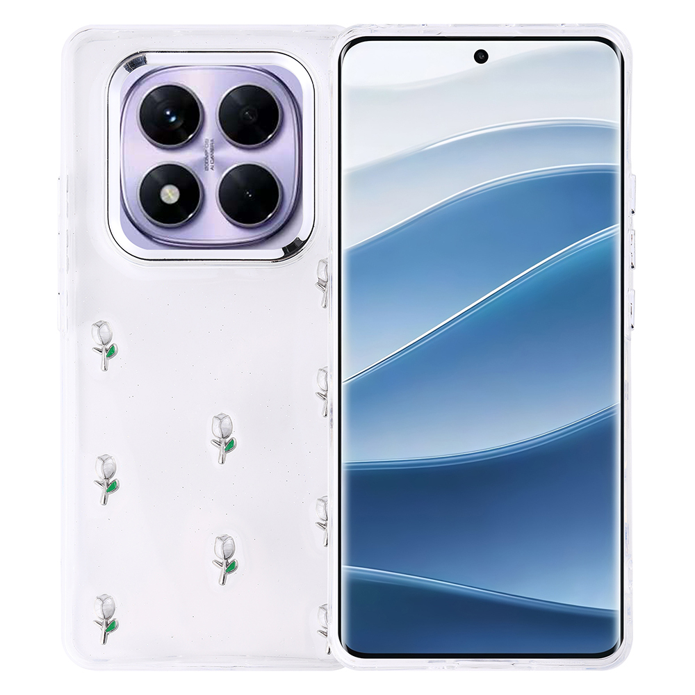 Xiaomi Uyumlu  Redmi Note 14 Pro Plus Kılıf Airbag Tasarımlı Simli Şeffaf Zore Kutup Kapak-Lale