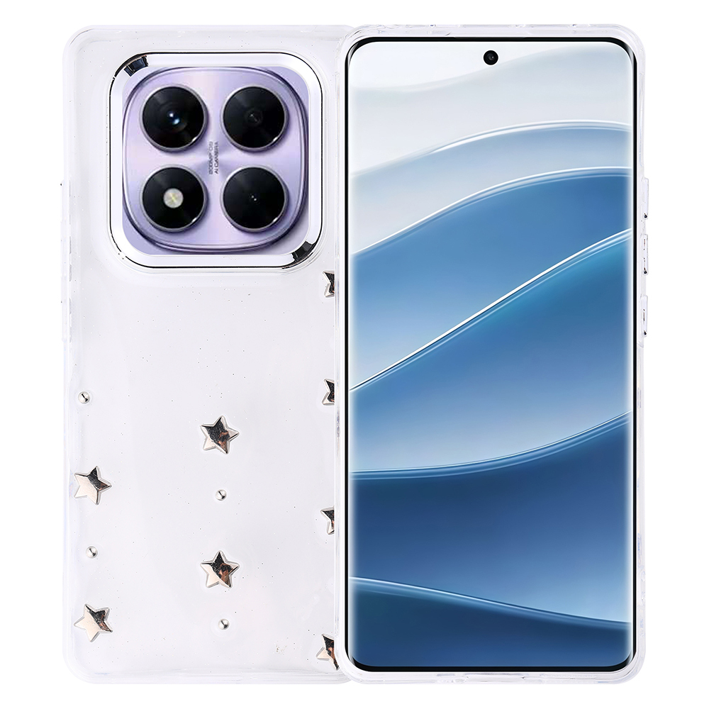 Xiaomi Uyumlu  Redmi Note 14 Pro Plus Kılıf Airbag Tasarımlı Simli Şeffaf Zore Kutup Kapak-Yıldız