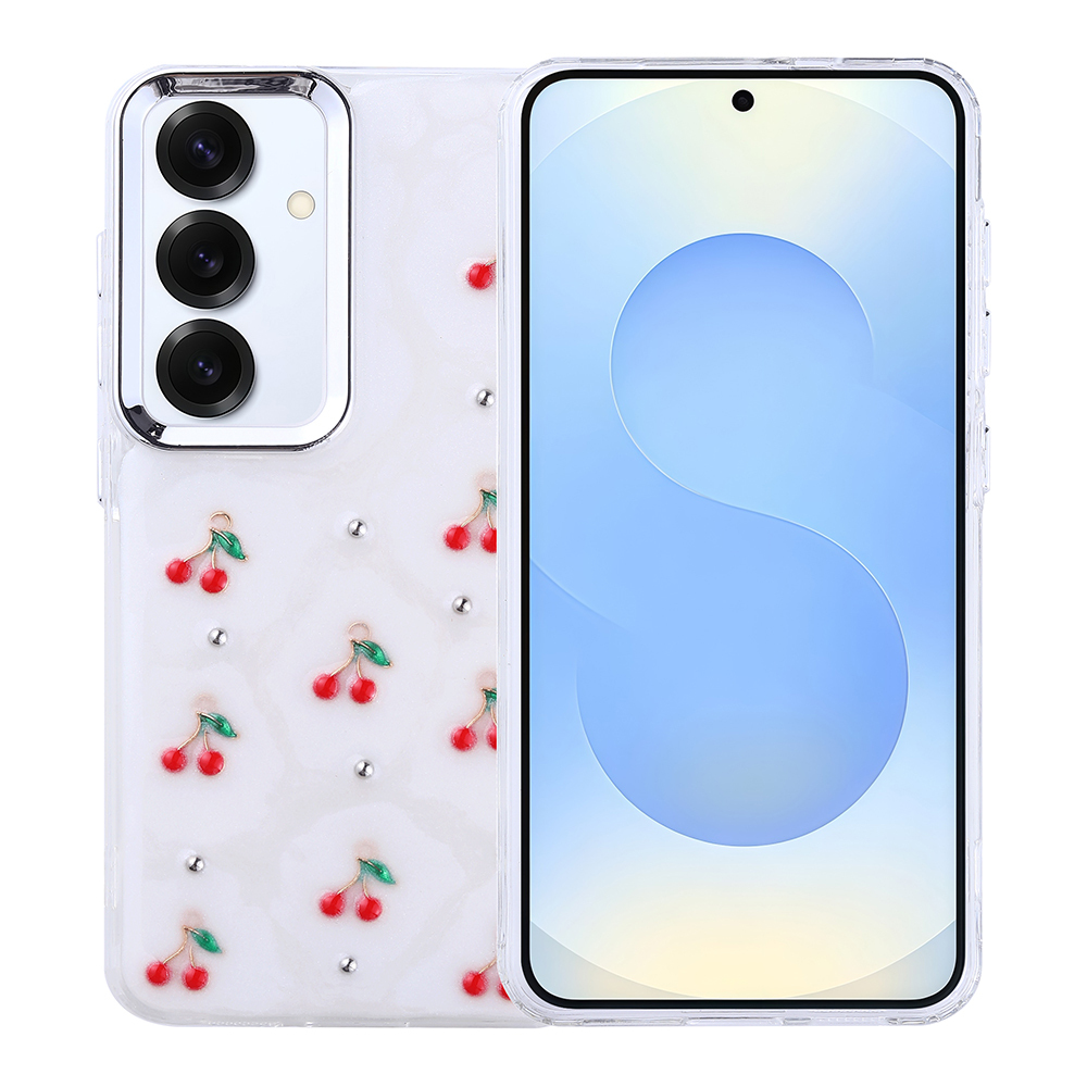 Galaxy Uyumlu S25 Plus Kılıf Airbag Tasarımlı Simli Şeffaf Zore Kutup Kapak-Kiraz