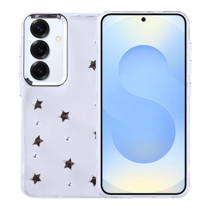 Galaxy Uyumlu S25 Plus Kılıf Airbag Tasarımlı Simli Şeffaf Zore Kutup Kapak-Yıldız