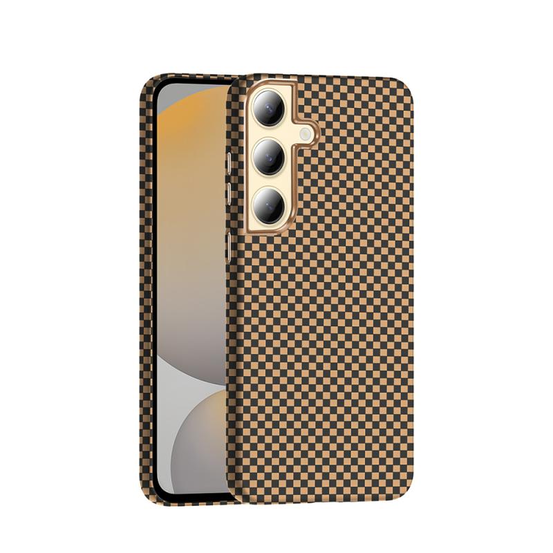 Galaxy Uyumlu S24 Kılıf M-safe Şarj Özellikli Karbon Fiber Görünümlü Zore Gros Kapak-Desert titanyum