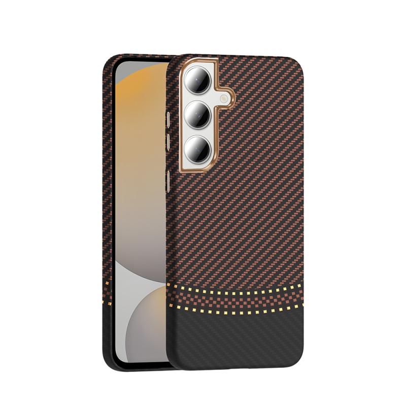Galaxy Uyumlu S24 FE Kılıf M-safe Şarj Özellikli Karbon Fiber Görünümlü Zore Gros Kapak