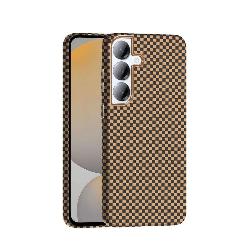 Galaxy Uyumlu S25 Plus Kılıf M-safe Şarj Özellikli Karbon Fiber Görünümlü Zore Gros Kapak-Desert titanyum
