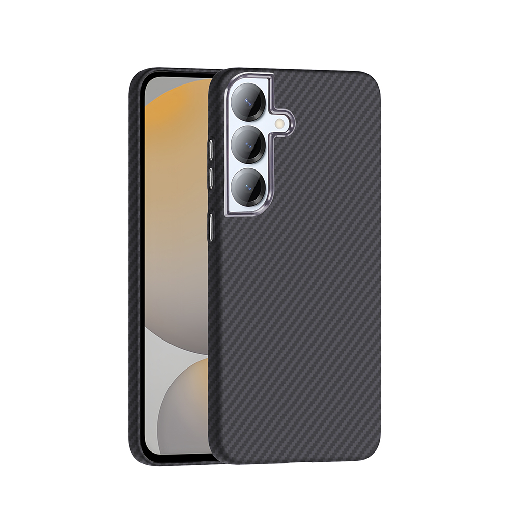 Galaxy Uyumlu S25 Plus Kılıf M-safe Şarj Özellikli Karbon Fiber Görünümlü Zore Gros Kapak-Siyah