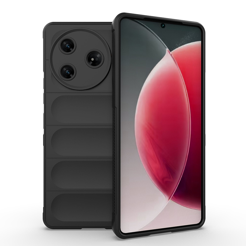 Tecno Spark 30 Pro Kılıf Esnek TPU Oyuklu Arka Yüzey Tasarımlı Zore Etnik Silikon Kapak-Siyah