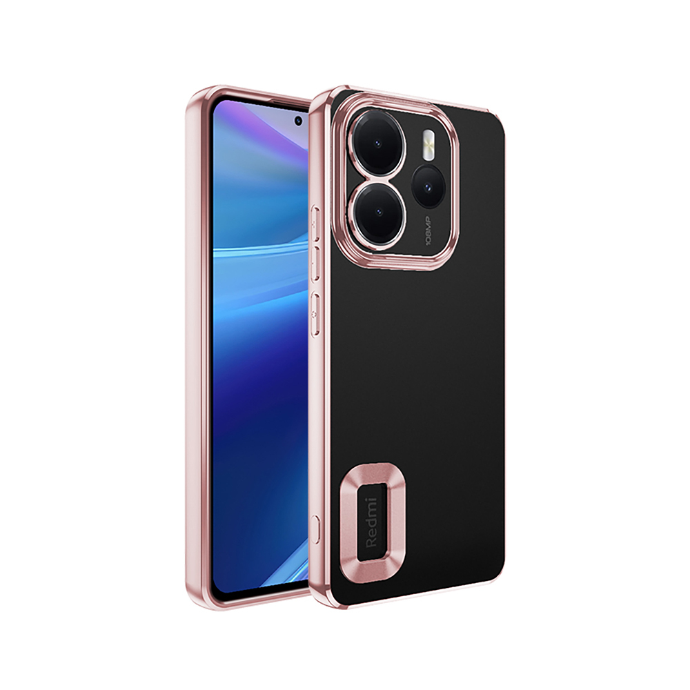 Xiaomi Uyumlu  Redmi Note 14 4G Kılıf Kamera Korumalı Logo Gösteren Zore Omega Kapak-Rose gold