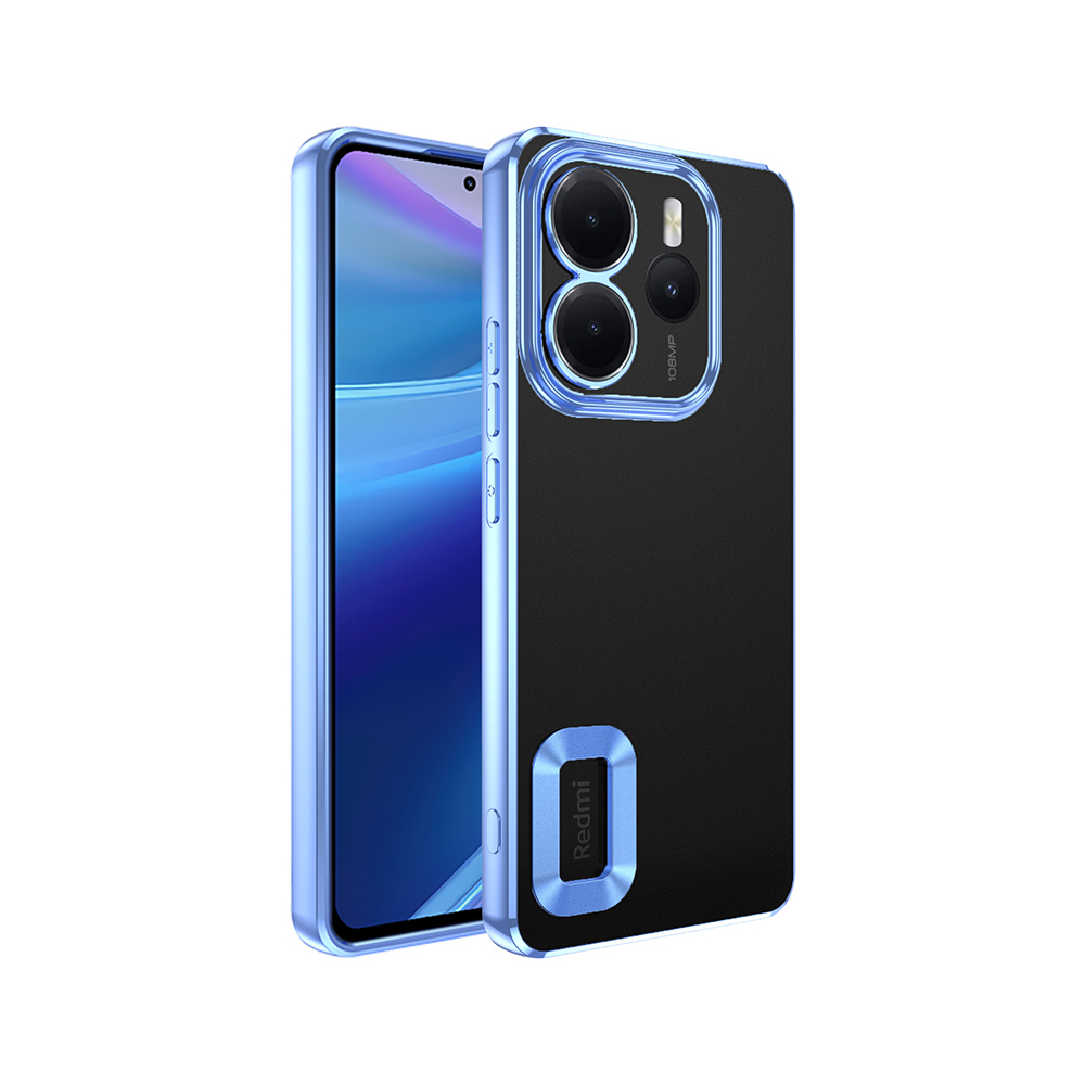 Xiaomi Uyumlu  Redmi Note 14 4G Kılıf Kamera Korumalı Logo Gösteren Zore Omega Kapak-Sierra mavi