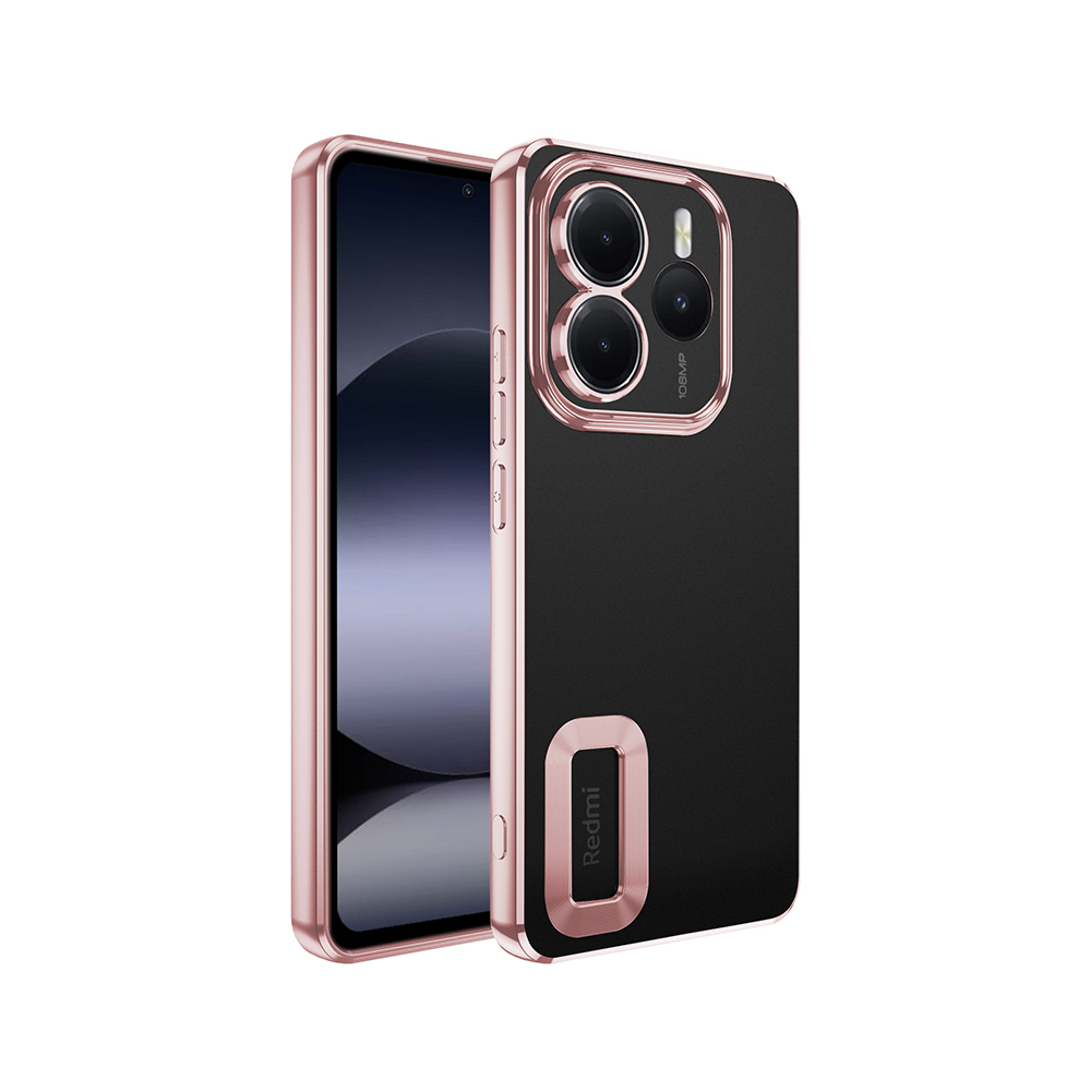 Xiaomi Uyumlu  Redmi Note 14 5G Kılıf Kamera Korumalı Logo Gösteren Zore Omega Kapak-Rose gold