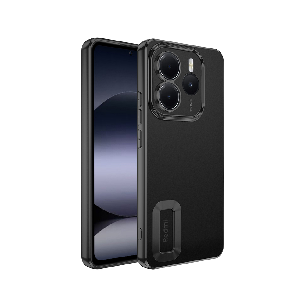 Xiaomi Uyumlu  Redmi Note 14 5G Kılıf Kamera Korumalı Logo Gösteren Zore Omega Kapak-Siyah