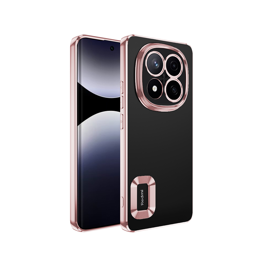 Xiaomi Uyumlu  Redmi Note 14 Pro 4G Kılıf Kamera Korumalı Logo Gösteren Zore Omega Kapak-Rose gold