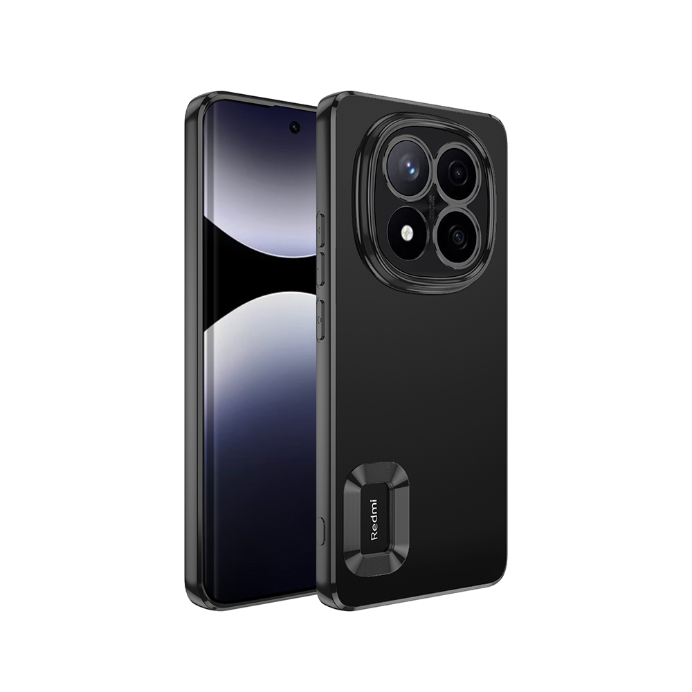 Xiaomi Uyumlu  Redmi Note 14 Pro 4G Kılıf Kamera Korumalı Logo Gösteren Zore Omega Kapak-Siyah