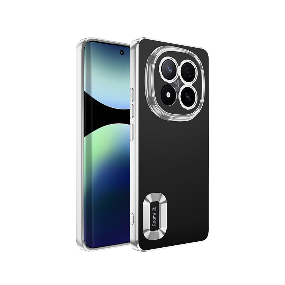 Xiaomi Uyumlu  Redmi Note 14 Pro Plus Kılıf Kamera Korumalı Logo Gösteren Zore Omega Kapak-Gümüş