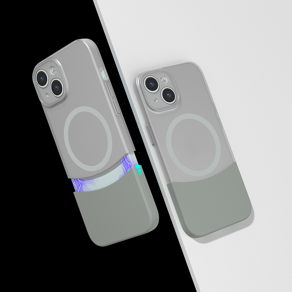 iPhone Uyumlu 15 Kılıf M-Safe Şarj Özellikli Mıknatıslı Zore Duble Kapak-Gri