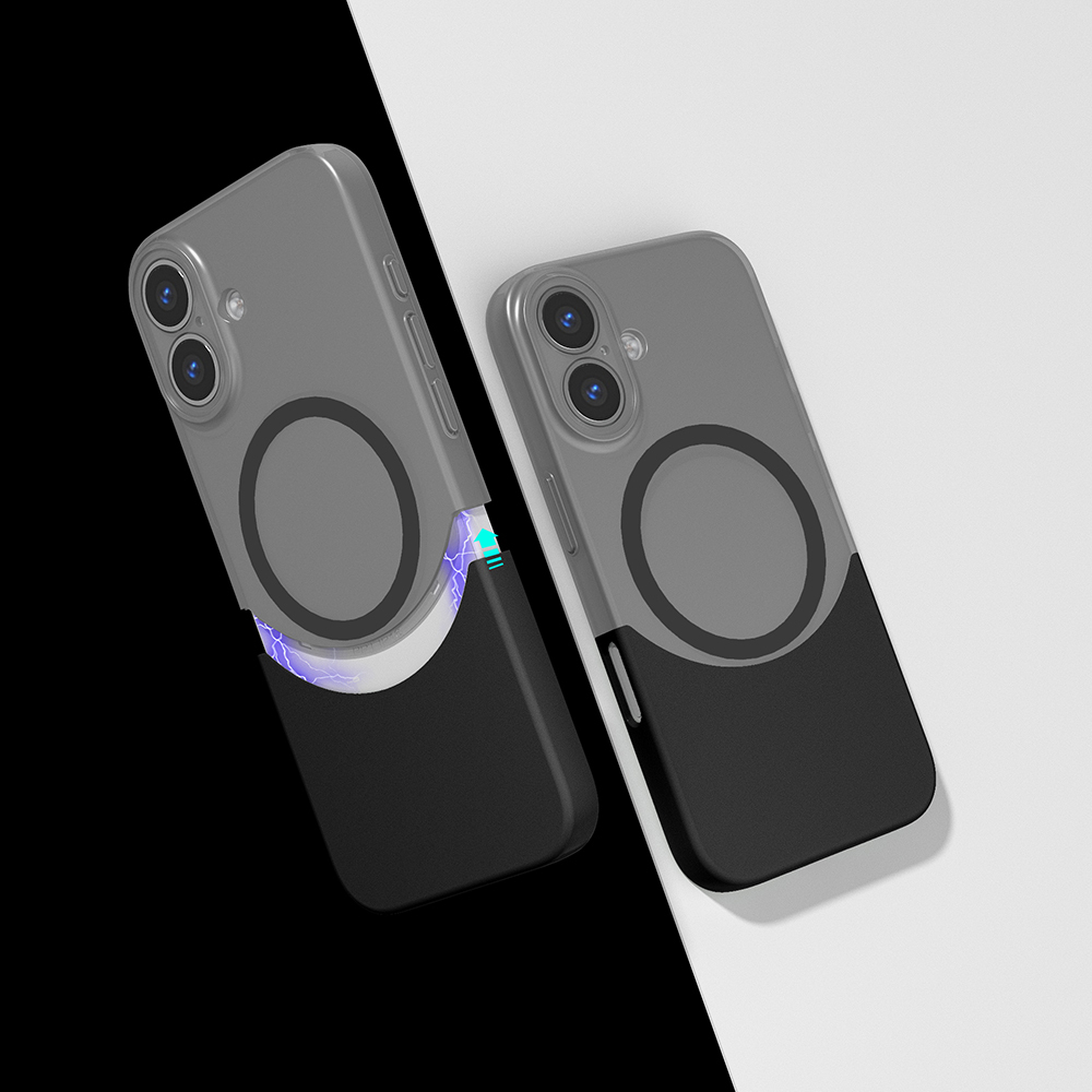 iPhone Uyumlu 16 Kılıf M-Safe Şarj Özellikli Mıknatıslı Zore Duble Kapak-Siyah