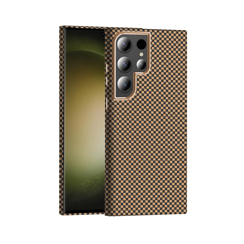 Galaxy Uyumlu S24 Ultra Kılıf M-safe Şarj Özellikli Karbon Fiber Görünümlü Zore Gros Kapak-Desert titanyum