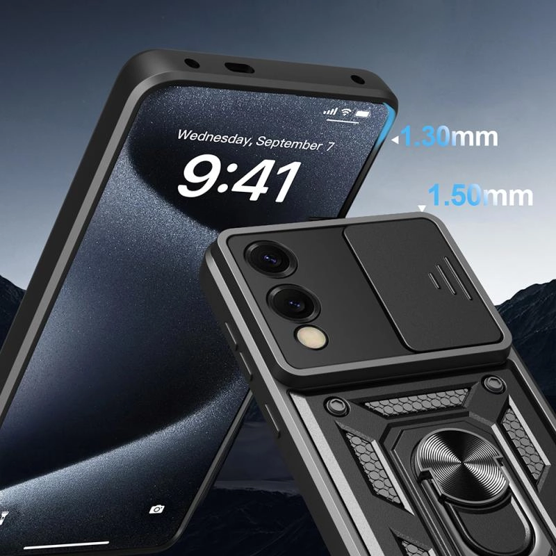 Galaxy Uyumlu S25 Edge Kılıf Magnetik Standlı Kamera Korumalı Zore Sürgülü Vega Kapak