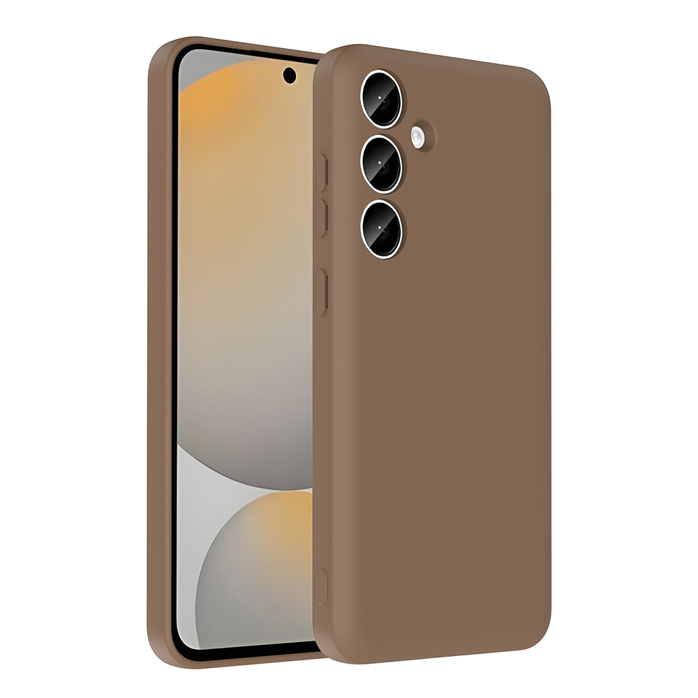 Galaxy Uyumlu S24 FE Kılıf Kamera Korumalı Kartlık Hazneli Zore Vitra Kapak-Kahverengi
