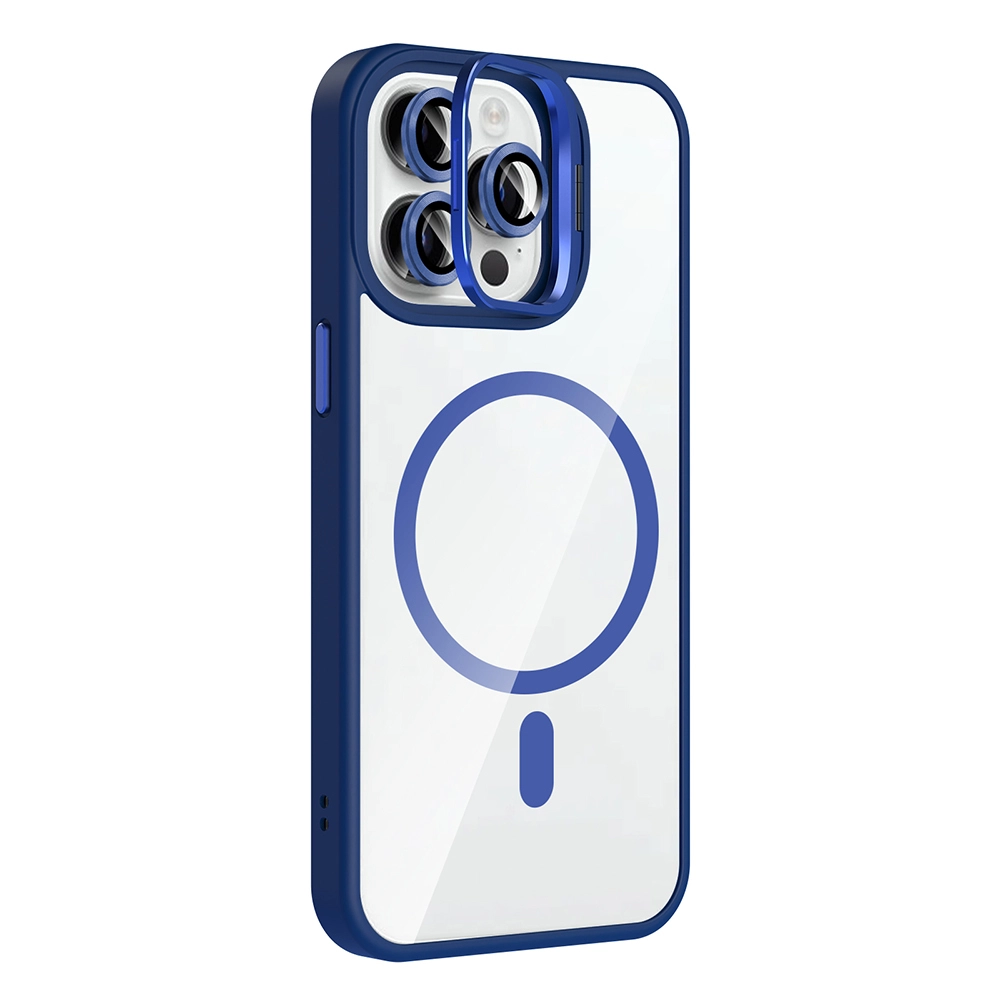 iPhone Uyumlu 14 Pro Max Kılıf Standlı ve Kamera Lens Hediyeli M-Safe Şarj Özellikli Zore Etro Kapak