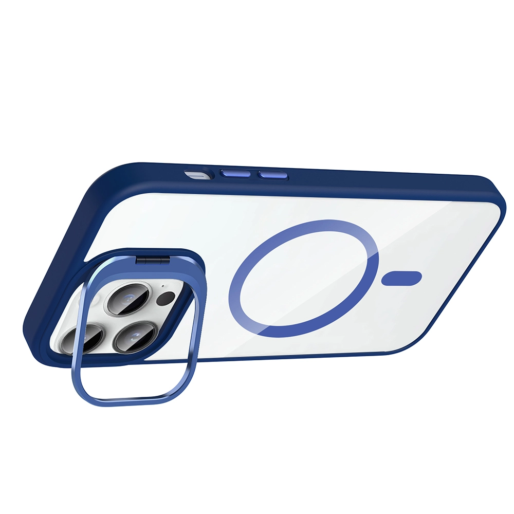 iPhone Uyumlu 14 Pro Max Kılıf Standlı ve Kamera Lens Hediyeli M-Safe Şarj Özellikli Zore Etro Kapak