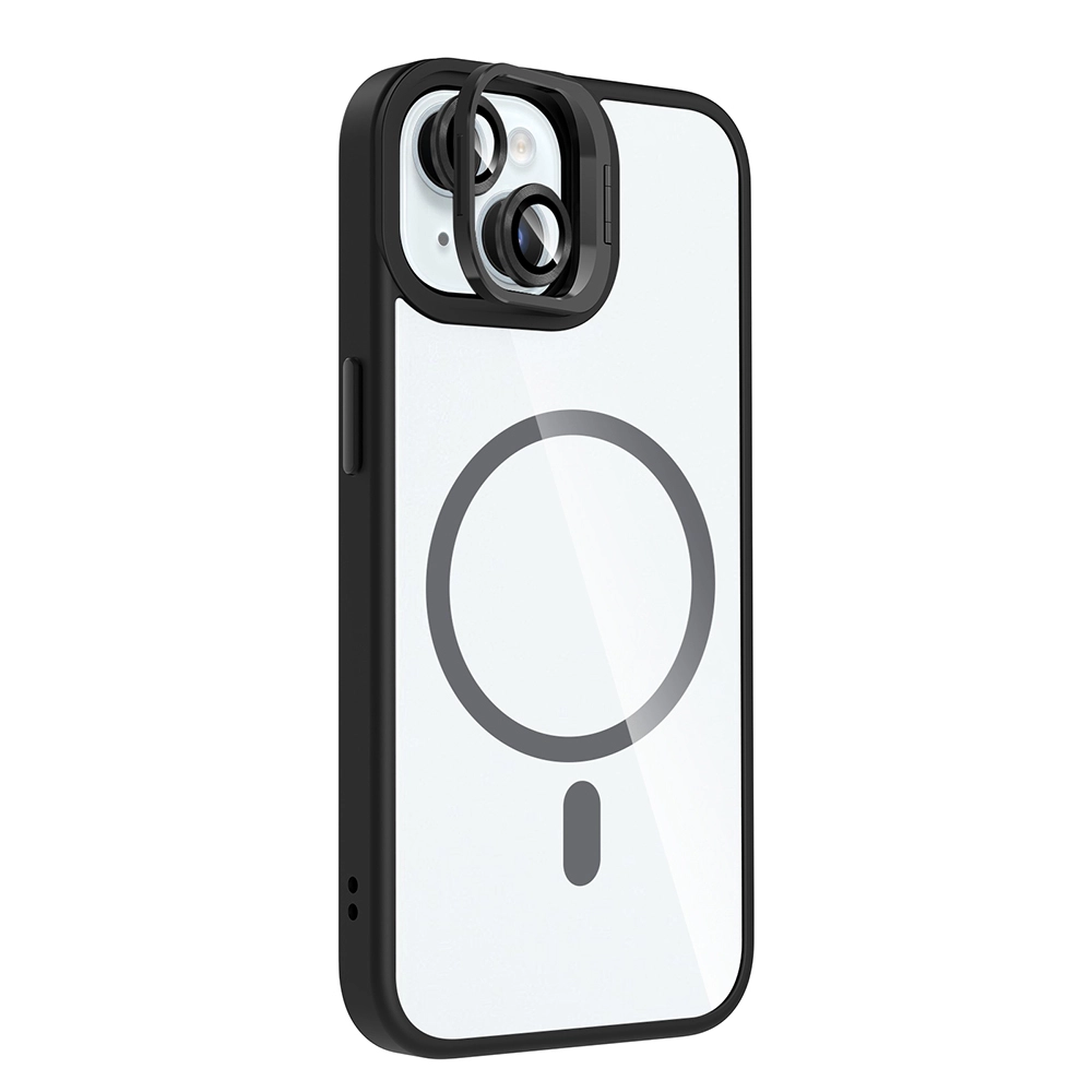 iPhone Uyumlu 15 Kılıf Standlı ve Kamera Lens Hediyeli M-Safe Şarj Özellikli Zore Etro Kapak