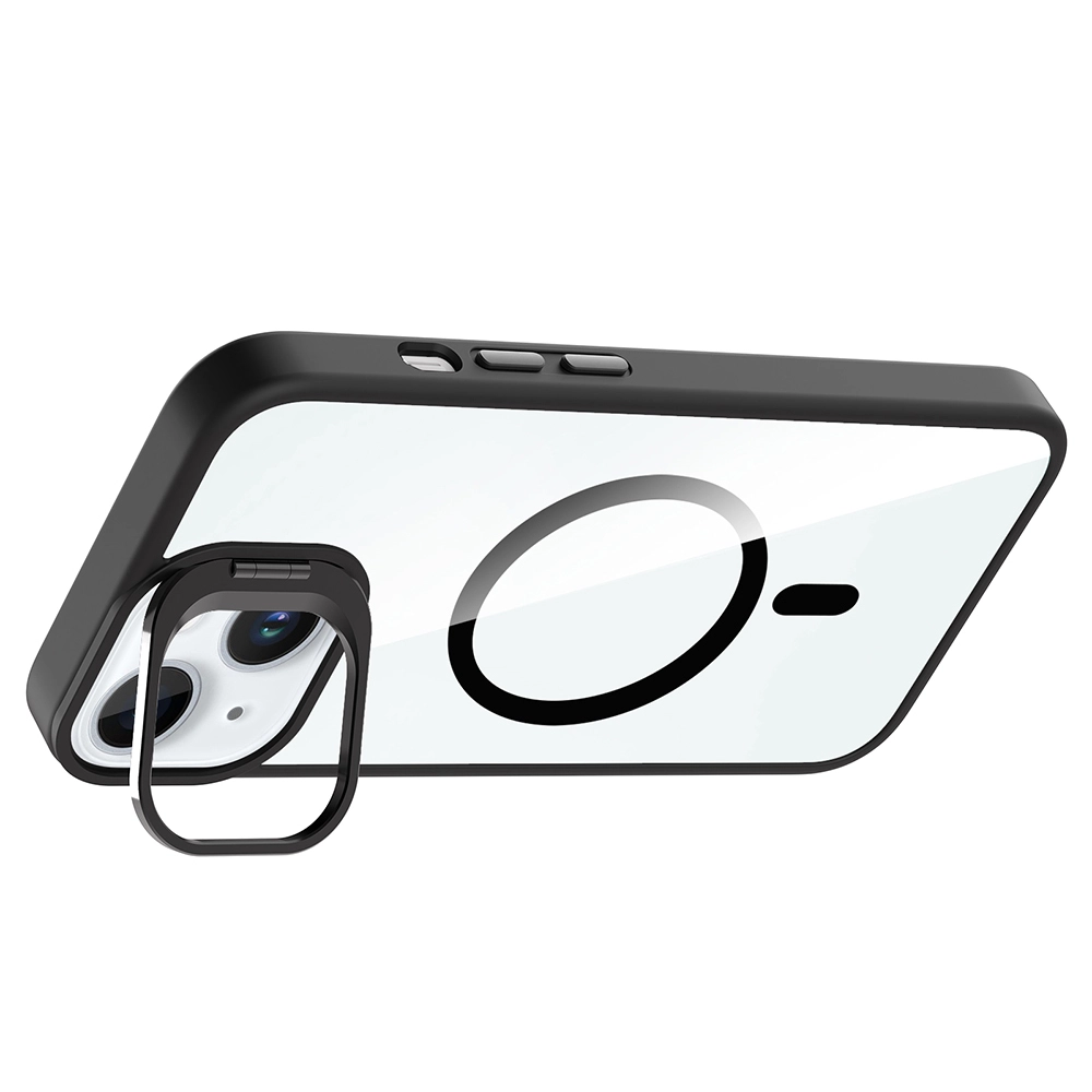 iPhone Uyumlu 15 Kılıf Standlı ve Kamera Lens Hediyeli M-Safe Şarj Özellikli Zore Etro Kapak