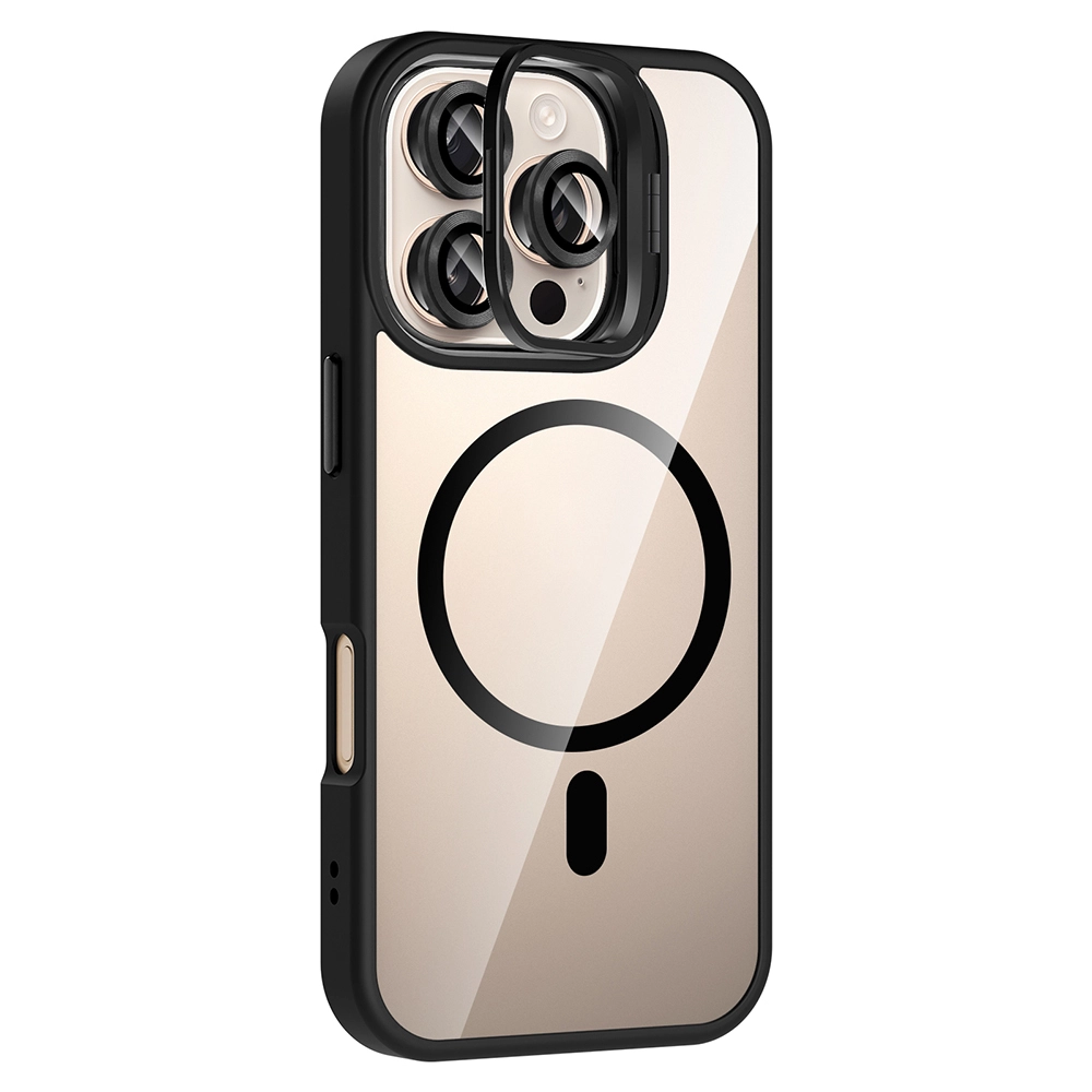 iPhone Uyumlu 16 Pro Kılıf Standlı ve Kamera Lens Hediyeli M-Safe Şarj Özellikli Zore Etro Kapak