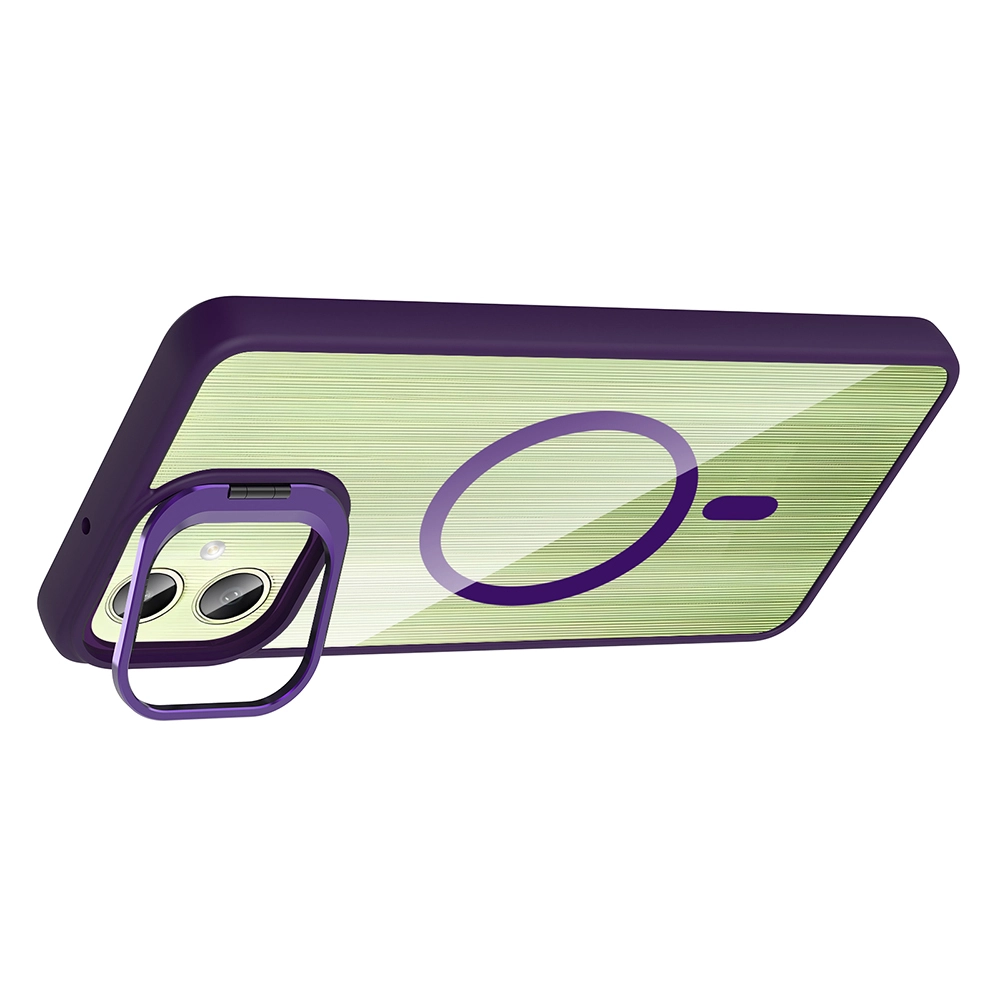Galaxy Uyumlu A06 Kılıf Standlı ve Kamera Lens Hediyeli M-Safe Şarj Özellikli Zore Etro Kapak