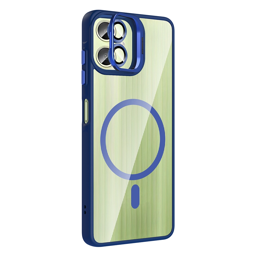 Galaxy Uyumlu A06 Kılıf Standlı ve Kamera Lens Hediyeli M-Safe Şarj Özellikli Zore Etro Kapak