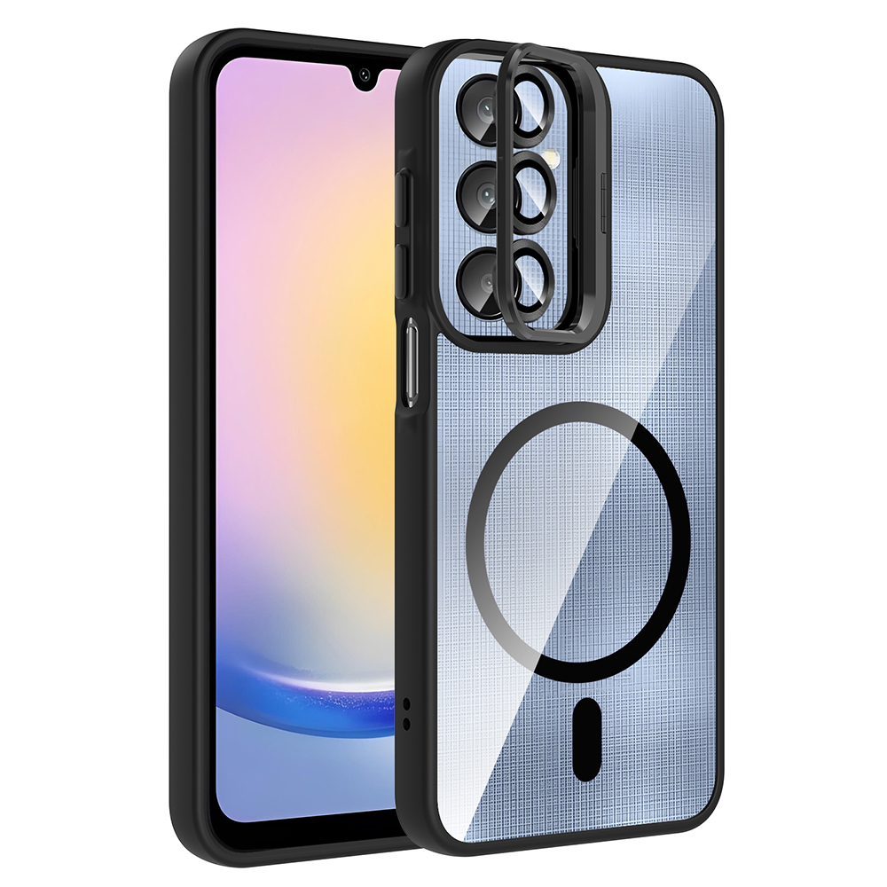 Galaxy Uyumlu A16 Kılıf Standlı ve Kamera Lens Hediyeli M-Safe Şarj Özellikli Zore Etro Kapak