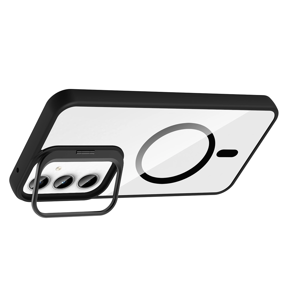 Galaxy Uyumlu A35 Kılıf Standlı ve Kamera Lens Hediyeli M-Safe Şarj Özellikli Zore Etro Kapak