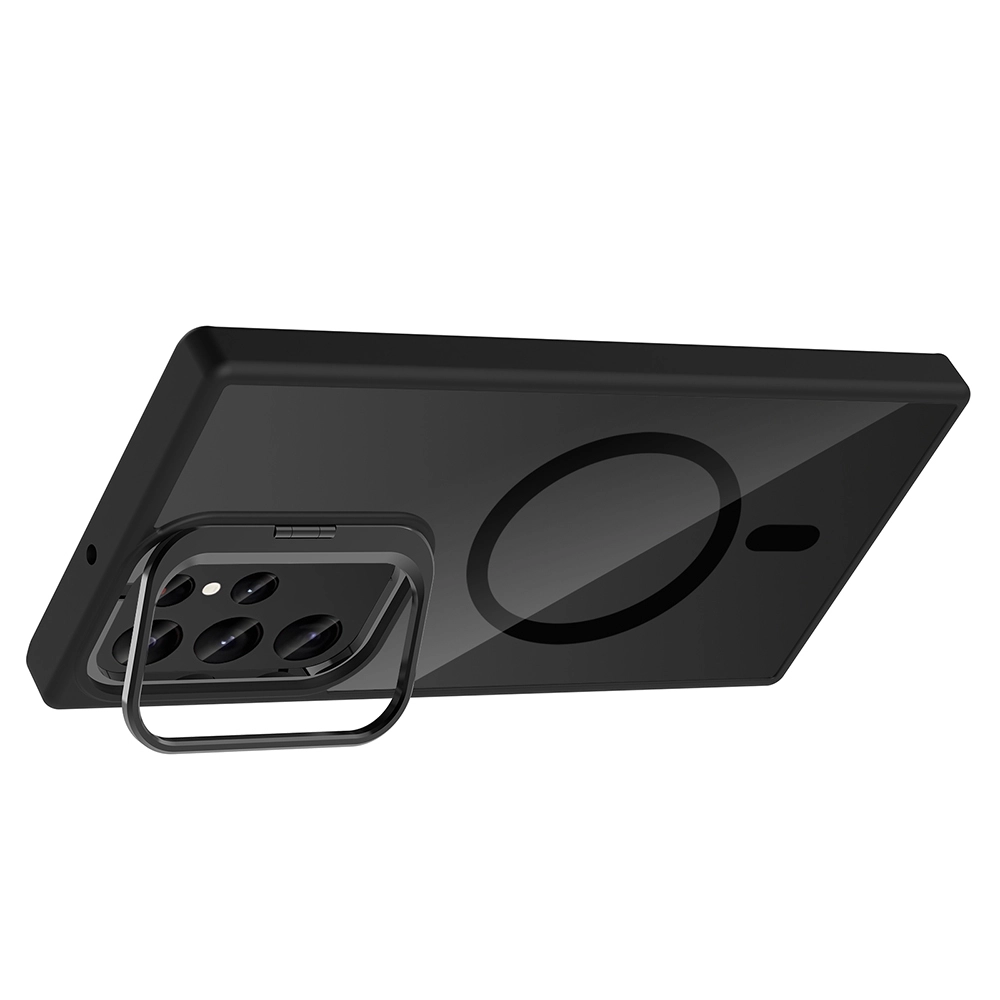 Galaxy Uyumlu S22 Ultra Kılıf Standlı ve Kamera Lens Hediyeli M-Safe Şarj Özellikli Zore Etro Kapak