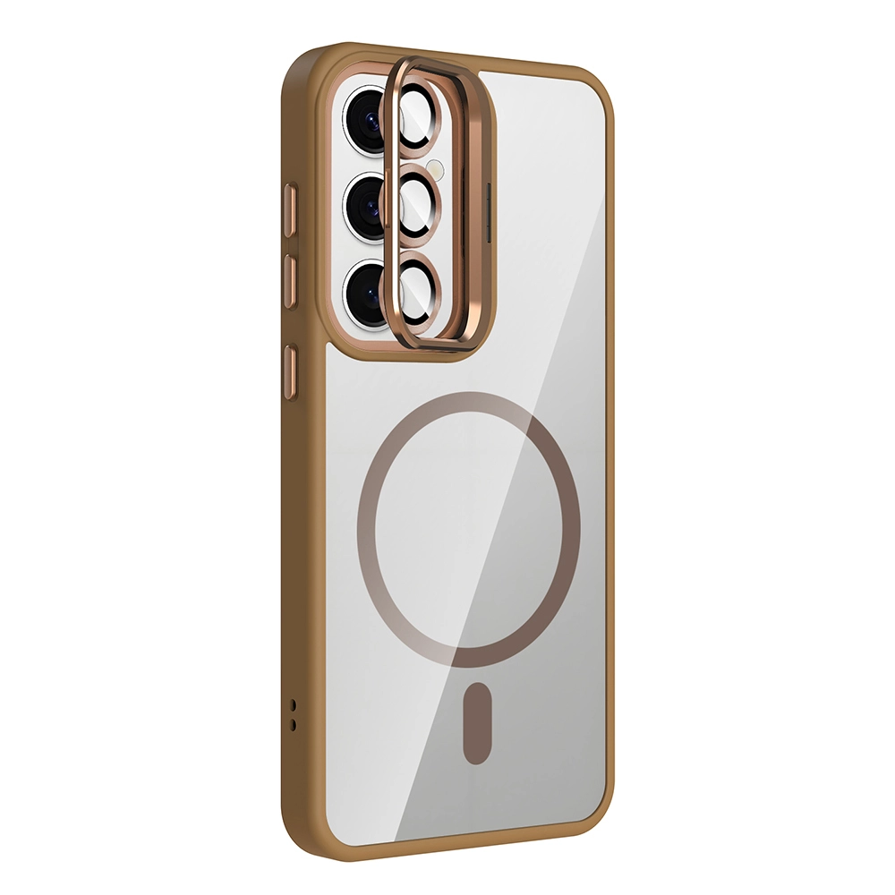 Galaxy Uyumlu S24 FE Kılıf Standlı ve Kamera Lens Hediyeli M-Safe Şarj Özellikli Zore Etro Kapak
